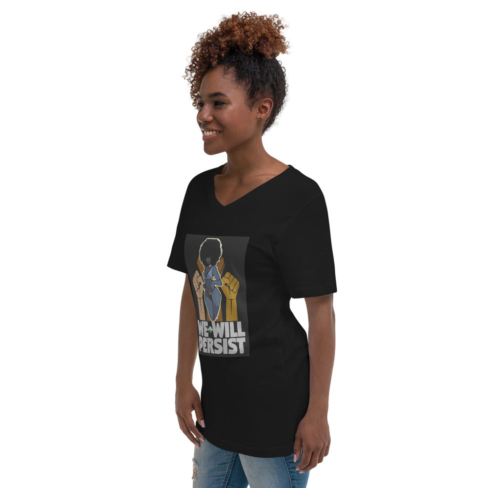 MIZZWERK  'WE WILL PERSIST'  Unisex Short Sleeve V-Neck T-Shirt